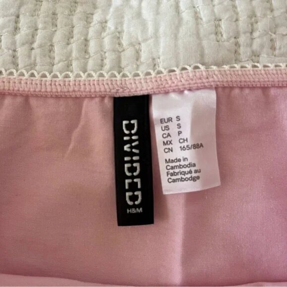 NEW H&M Pink Strapless Tube Top Picot Lace Rosette Coquette Feminine Girly Small - Picture 4 of 4